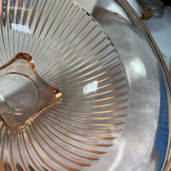 Vintage Hazel Atlas pink depression glass “Rest-Well” mixing bowl ribbed heavy b - Picture 6 of 6